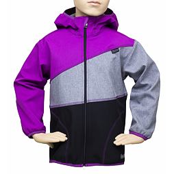 Bunda SOFTSHELL trojbarevná černo - šedý melír - orchidej