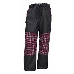 Kalhoty s kostkou se zátěrem a podšívkou-černá+černočervená kostka