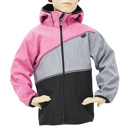 Bunda SOFTSHELL trojbarevná-černo - stř.šedý melír-růžový melír