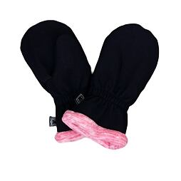 Rukavice SOFTSHELL černé s růžovou fleece  podšívkou
