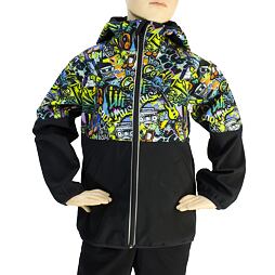 Bunda SOFTSHELL -  černá  s grafitti