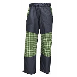 Kalhoty s kostkou se zátěrem a podšívkou-šedé +zelená kostka
