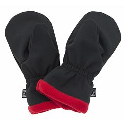 Rukavice SOFTSHELL černé s červenou fleece  podšívkou