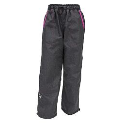 Zimní šusťákové kalhoty s FLEECE-šedý melír -  růžové prošití