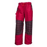 Kalhoty s kostkou se zátěrem a podšívkou-červená+černočervená kostka