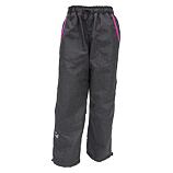 Zimní šusťákové kalhoty s FLEECE-šedý melír -  růžové prošití